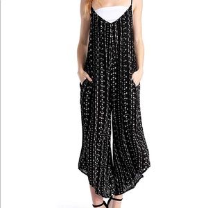 hem & thread black and white jumpsuit, large